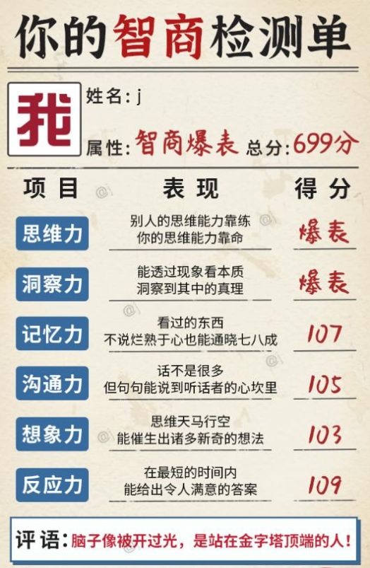 你的智商检测单游戏2