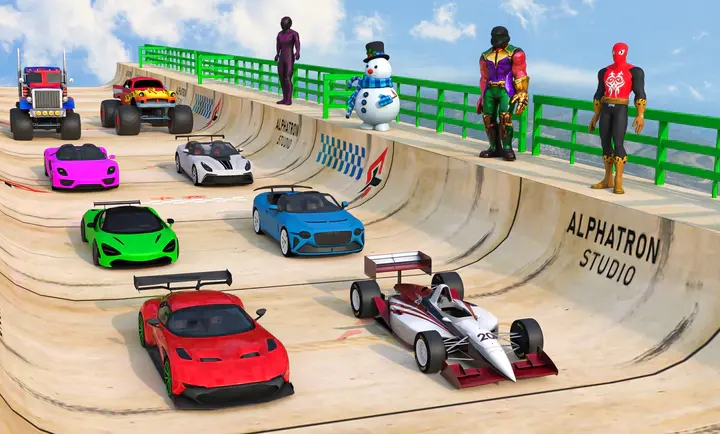 超级英雄汽车特技巨型坡道3