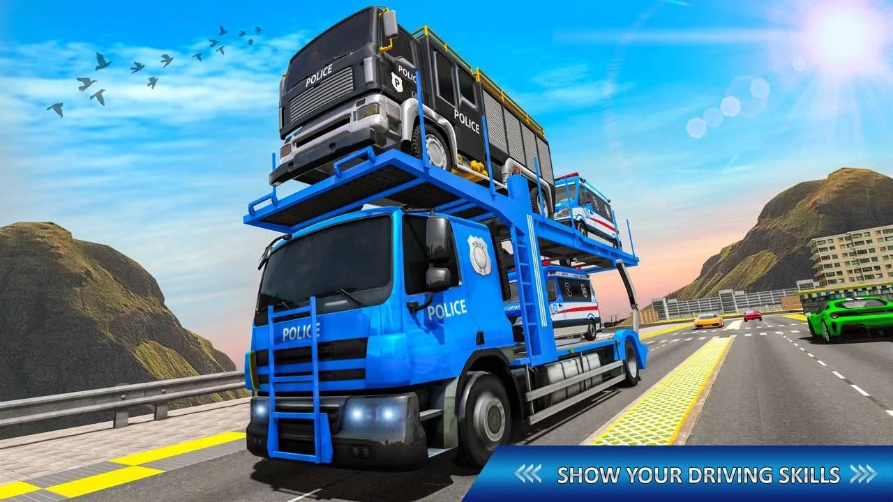 Police FireTruck Transport游戏1