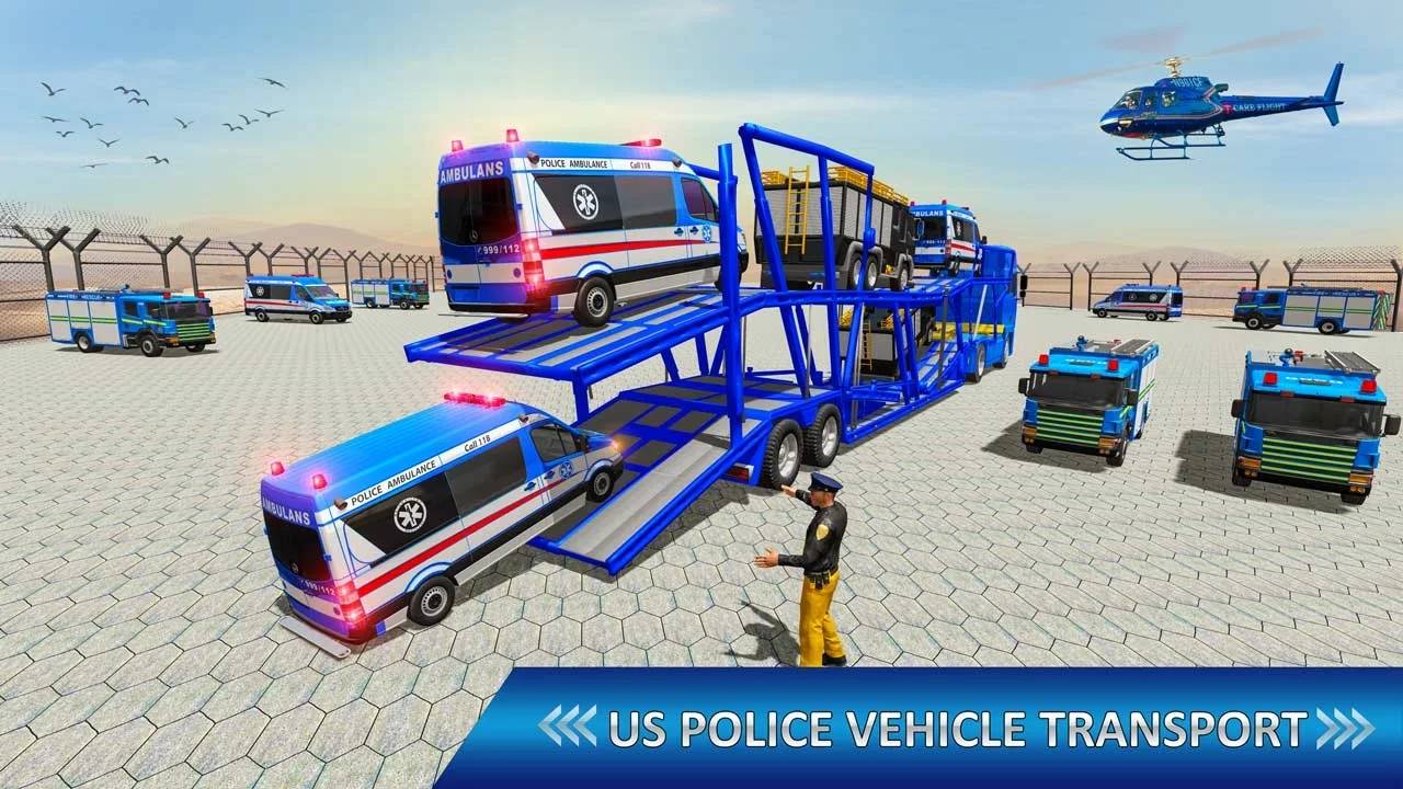 Police FireTruck Transport游戏2